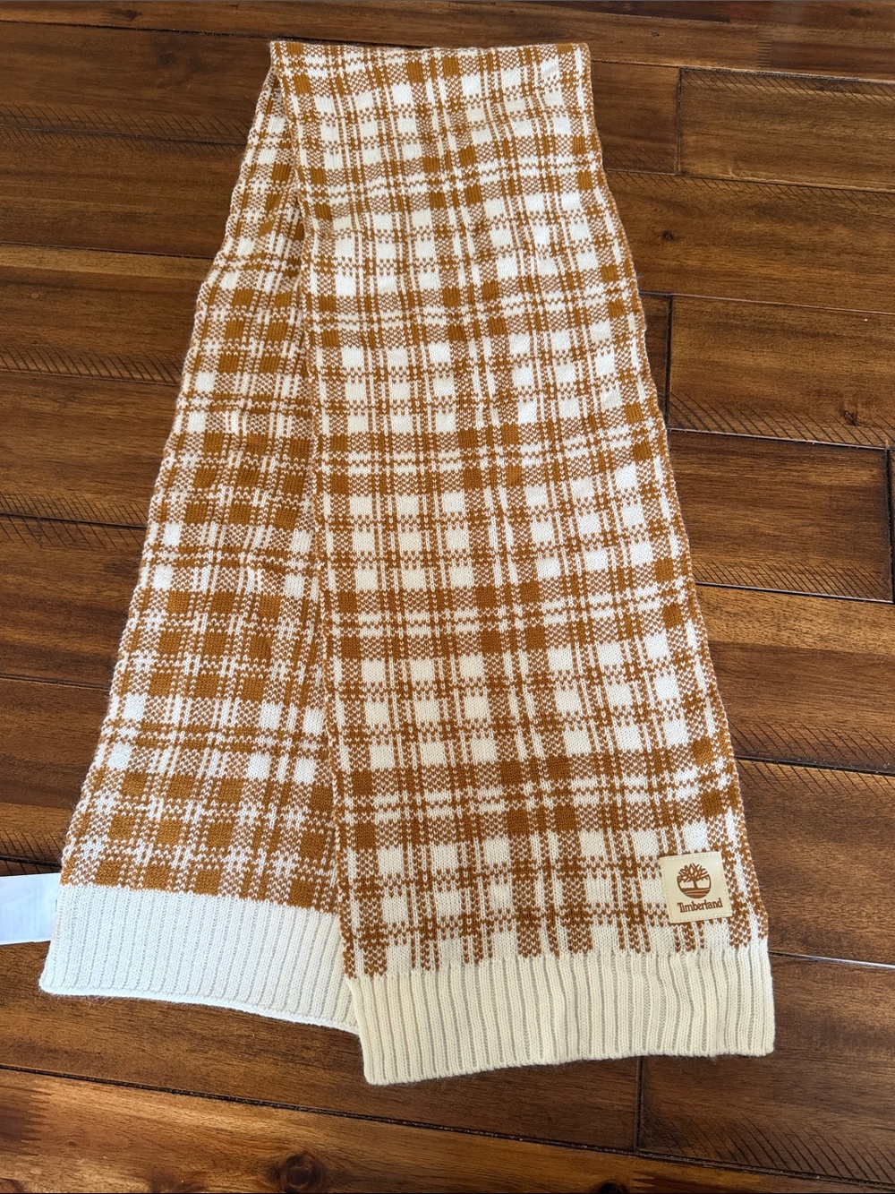 Timberland White and brown Plaid scarf